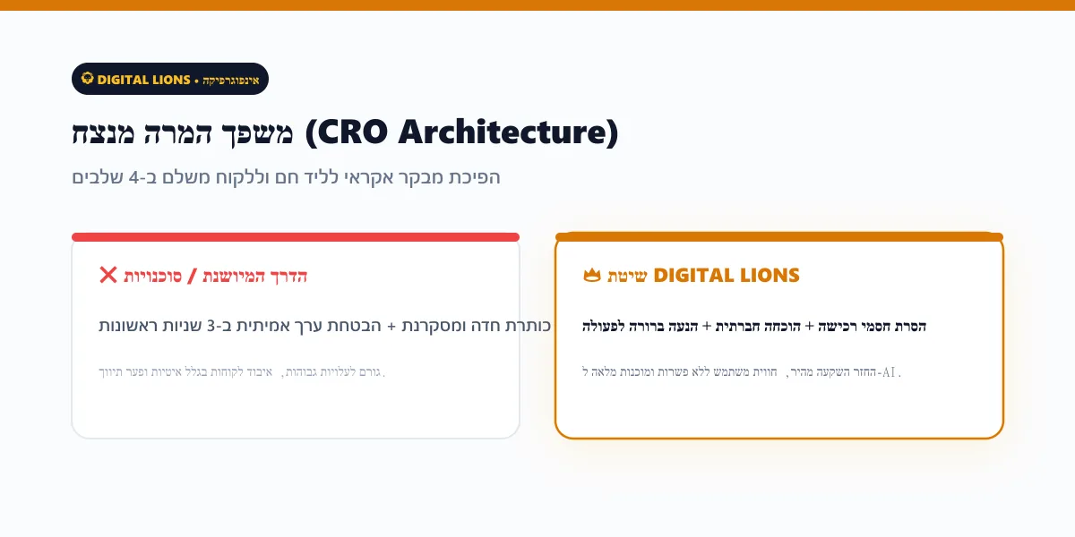 שיפור יחס המרה (CRO): איך להכפיל פניות בלי להגדיל את תקציב הפרסום - תרשים מקצועי מקיף